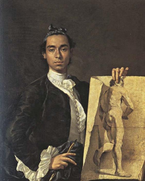 Luis Melendez Self-Portrait with a Drawing of a Male Nude France oil painting art